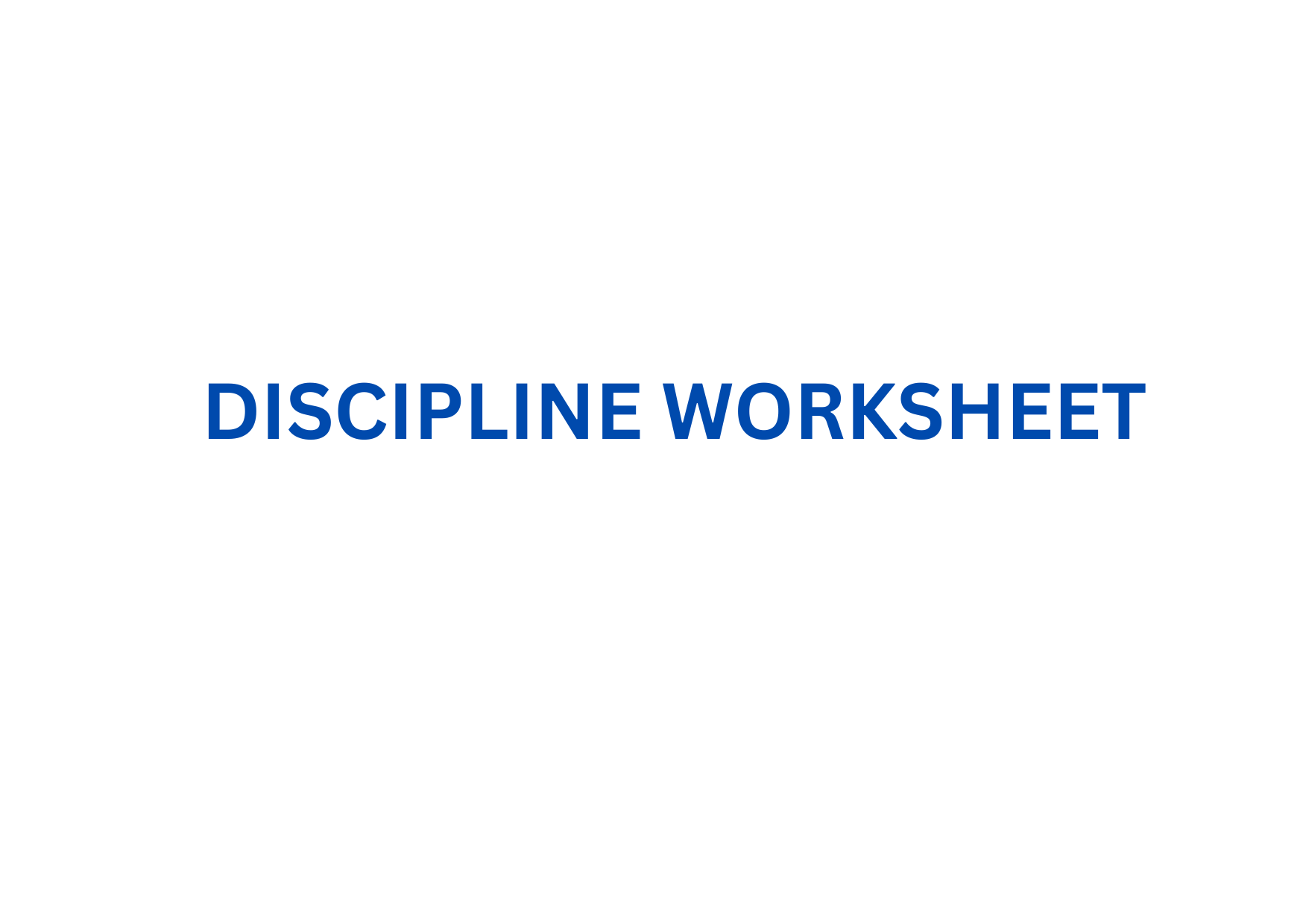 Discipline Worksheet